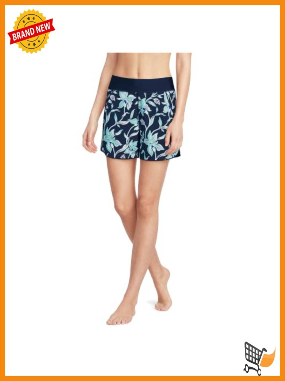 Women's Quick Dry Elastic Waist Board Shorts Swim Cover-up